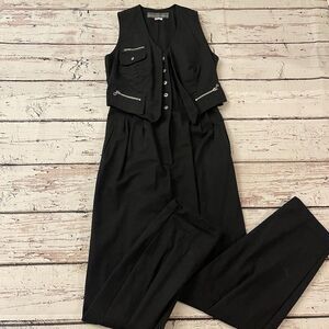 Vintage 80's Karen‎ Alexander Denim Sexy Jumpsuit Size 6 Black Women's